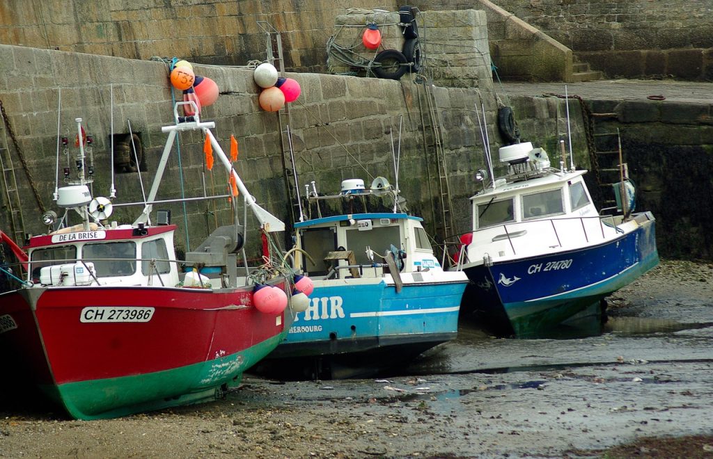 normandy, barfleur, port, trawlers