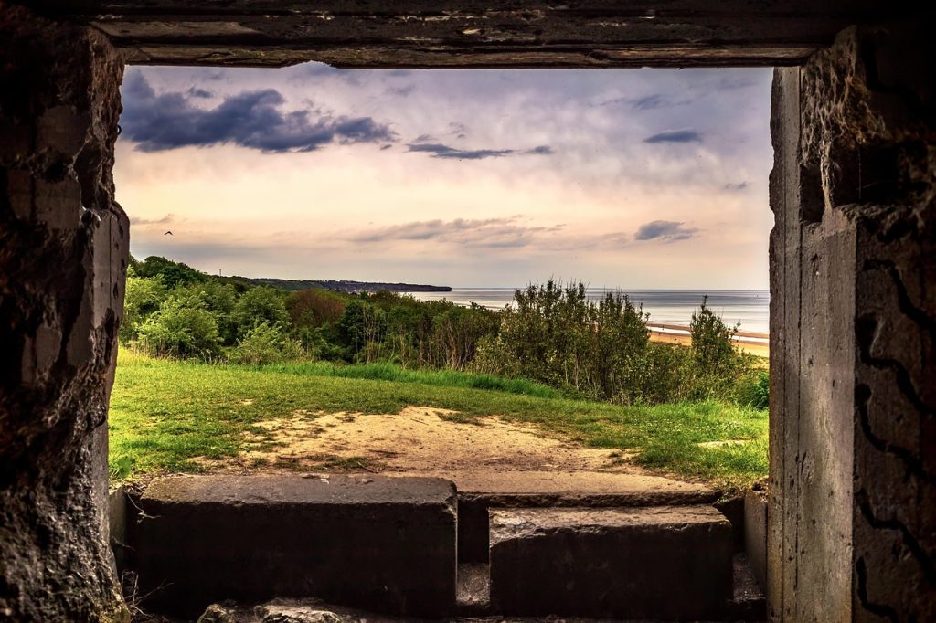 omaha, beach, world war ii, german, bunker, view, normandy, france, d-day, nature, battle, war, memorial, american, invasion, historic, landmark, ww2, honor, fallen, 1944, military