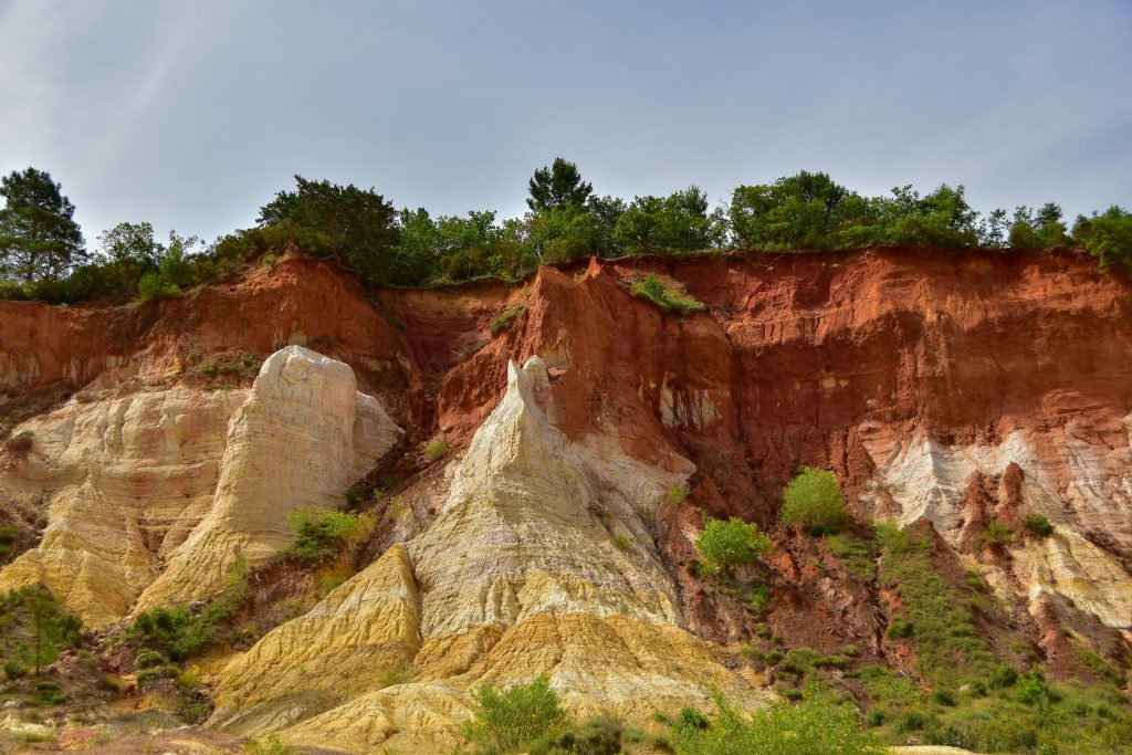 Breathtaking view of the colorful ochre cliffs in Rustrel, Provence, France.
