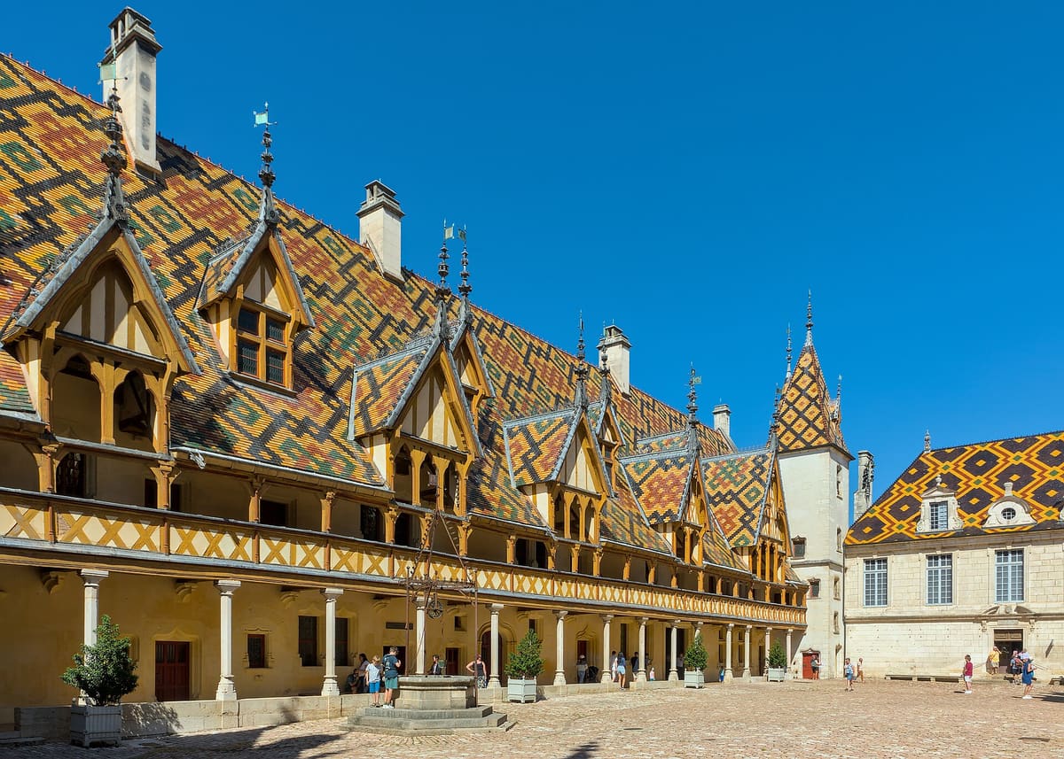 Day trips from Lyon: the tiled roof of the Hospices de Beaune in Burgundy