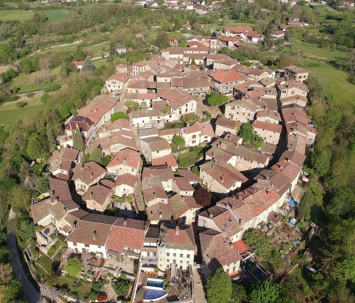 The medieval walled village of Perouges near Lyon, France